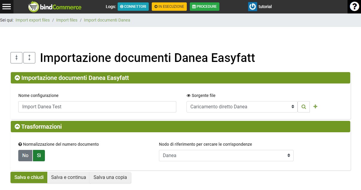 import documenti danea