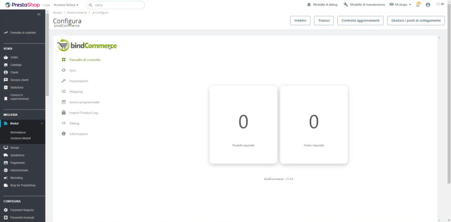 prestashop scarico ordini bindcommerce