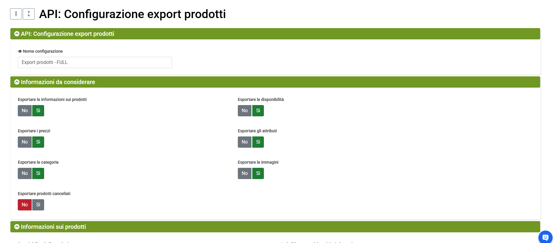 api export prodotti