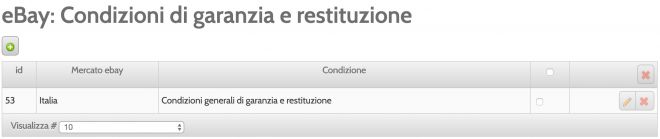 Elenco condizioni di garanzia e restituzione ebay