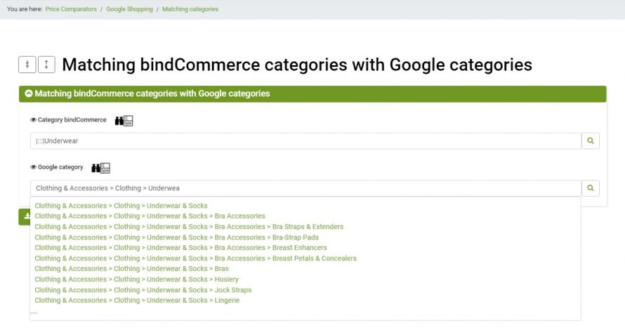 google shopping matching categories